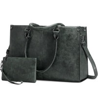 Laptop Tote Bag for Women 15.6 Inch Waterproof Leather Computer Bags Women Business Office Work Bag Briefcase Green